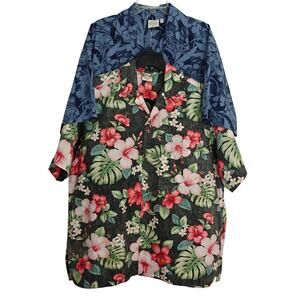 Go Barefoot Hawaiian Shirts Mens Size XL Hibiscus Floral Koi Fish Beach Aloha